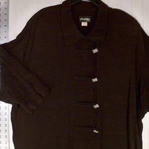 John Philips, Black (Rayon, Acetate) Shirt, 18W